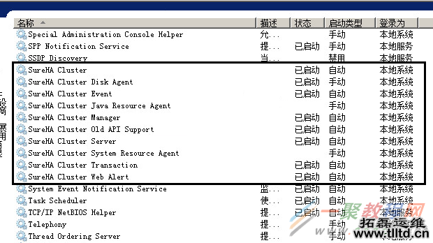 Windows系统SureHA 2.1.1集群节点上运行的服务有哪些？