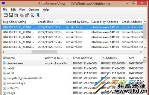 Win8借助BlueScreenView工具分析蓝屏故障文件Memory.dmp的方法